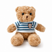 Light Brown Teddy Bear with Blue Striped Jumper
